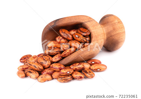 Beans in wooden scoop, isolated on white background. Beans in wooden scoop, isolated on white background. 72235061