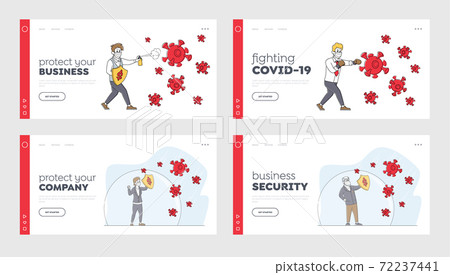 Stop Covid Virus Pandemic Landing Page Template Set. Business People Characters in Boxing Gloves and Medical Masks Stop Covid Virus Pandemic Landing Page Template Set. Business People Characters in Boxing Gloves and Medical Masks 72237441