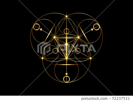 Magic Alchemy symbols, Sacred Geometry. Mandala religion, philosophy, spirituality, occultism concept. Golden triangle with lines and overlapping circles, print vector logo isolated black background Magic Alchemy symbols, Sacred Geometry. Mandala religion, philosophy, spirituality, occultism concept. Golden triangle with lines and overlapping circles, print vector logo isolated black background 72237531