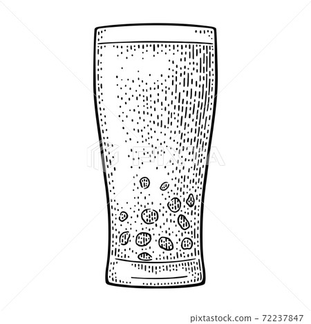 Bubble milk tea with tapioca pearl ball in glass. Vector vintage engraving Bubble milk tea with tapioca pearl ball in glass. Vector vintage engraving 72237847