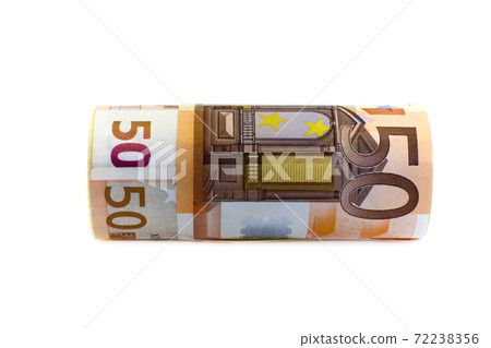 Monetary denominations advantage 50 euros on a white background Monetary denominations advantage 50 euros on a white background 72238356