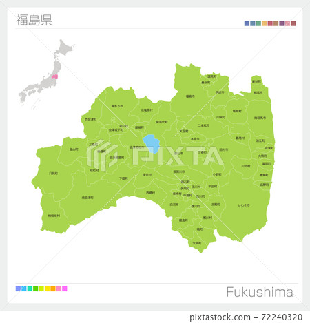 Map of Fukushima Prefecture, Fukushima, municipalities (municipalities, divisions) 72240320