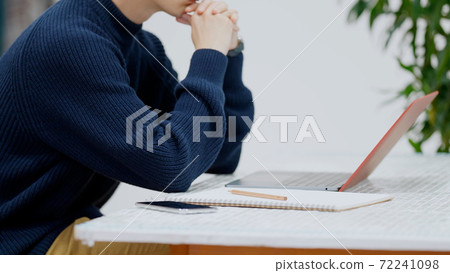 Young man thinking about fashion design Young man thinking about fashion design 72241098