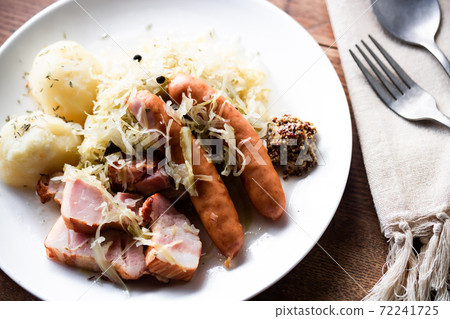 Homemade Sauerkraut Choucroute Garnie Stock Photo