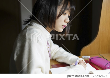 High school girl studying 72242625