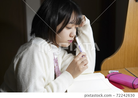 High school girl studying 72242630