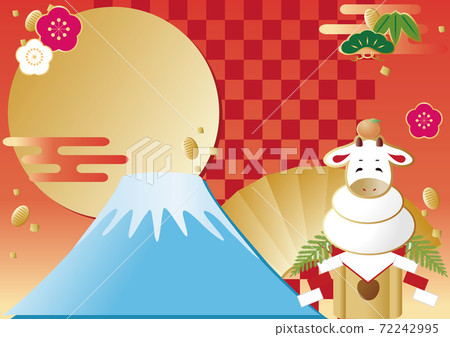 新年材料新年材料Yunen牛肉鏡年糕背景複製空間插圖材料 72242995