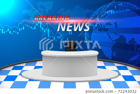 White Table With Breaking News On Led Screen Stock Illustration