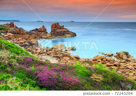 Atlantic ocean coast in Brittany region,Ploumanach,France,Europe 72243204