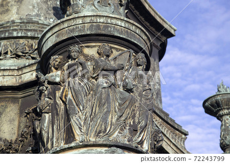 Fragment of the Monument of King Johann of Saxony on Theater Square in Dresden 72243799