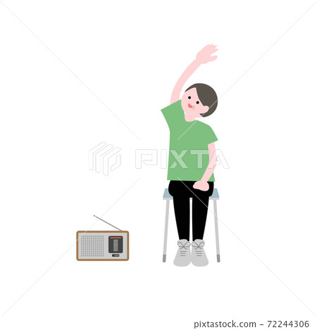 老年人坐著做廣播練習插圖素材 老年人坐著做廣播練習插圖素材 72244306