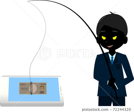 做智能手機釣魚騙局的壞人的插圖 72244320