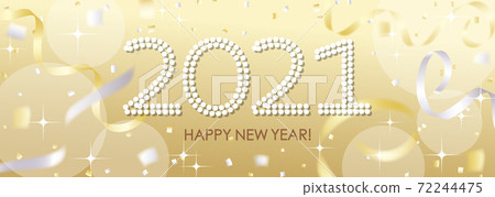 2021閃閃發光的金色和銀色紙暴風雪和磁帶照耀著背景 2021閃閃發光的金色和銀色紙暴風雪和磁帶照耀著背景 72244475