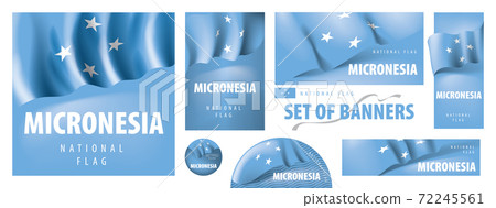Vector set of banners with the national flag of the Federated States Micronesia Vector set of banners with the national flag of the Federated States Micronesia 72245561
