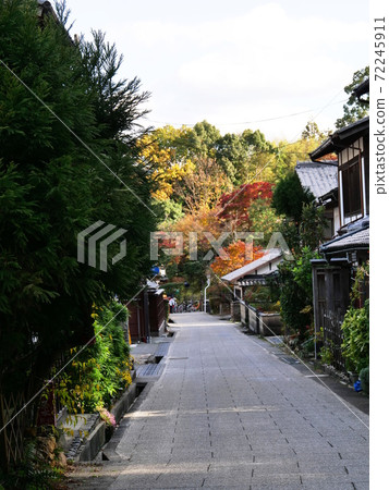 京都S峨野鳥本町城市景觀和秋葉(重要的傳統建築保護區,初冬) 京都S峨野鳥本町城市景觀和秋葉(重要的傳統建築保護區,初冬) 72245911