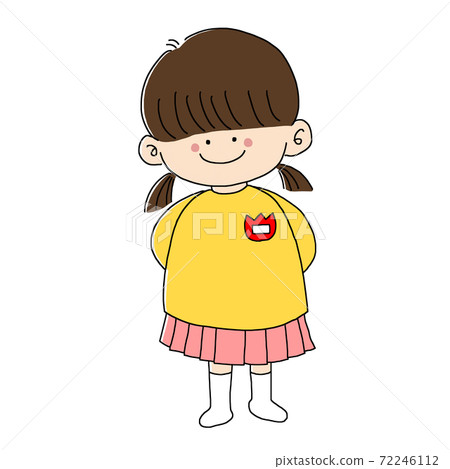 Children (girls) with their hands folded behind Children (girls) with their hands folded behind 72246112