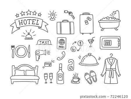 Hotel services hand drawn objects. Vector illustration 72246120
