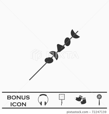 Shish kebab on skewers icon flat. 72247139