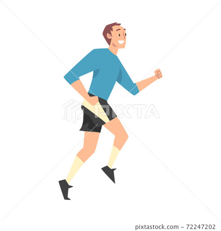Smiling Man in Sportswear Jogging or Running, Sports Competition, Outdoor Morning Workout, Healthy Active Lifestyle Cartoon Style Vector Illustration 72247202