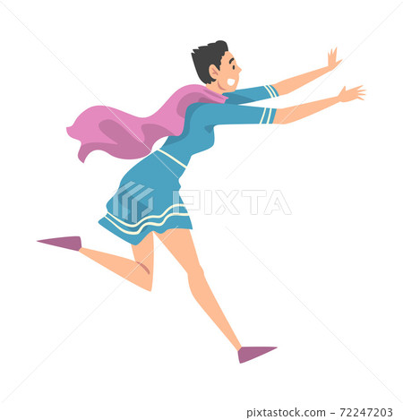 Frightened Young Woman in Blue Dress Running Away Cartoon Style Vector Illustration Frightened Young Woman in Blue Dress Running Away Cartoon Style Vector Illustration 72247203