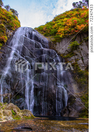 100 selections of waterfalls in Japan: Autumn leaves of Yasu no Taki 72247433