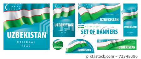 Vector set of banners with the national flag of the Uzbekistan Vector set of banners with the national flag of the Uzbekistan 72248386