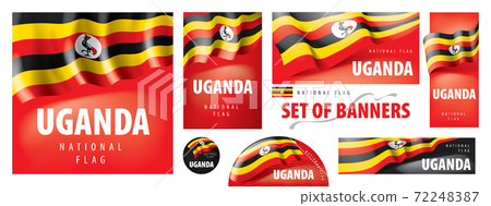 Vector set of banners with the national flag of the Uganda Vector set of banners with the national flag of the Uganda 72248387
