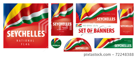 Vector set of banners with the national flag of the Seychelles Vector set of banners with the national flag of the Seychelles 72248388