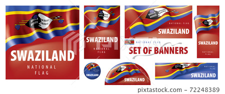 Vector set of banners with the national flag of the Swaziland Vector set of banners with the national flag of the Swaziland 72248389
