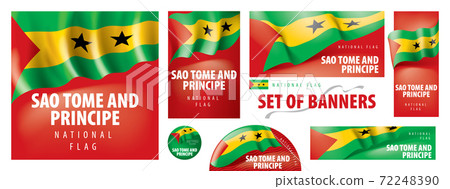 Vector set of banners with the national flag of the Sao Tome and Principe Vector set of banners with the national flag of the Sao Tome and Principe 72248390
