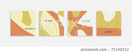 Vector set of minimal backgrounds with abstract organic shapes, hand draw line and sample text. Contemporary collage. Minimal stylish cover for branding design. 72248552