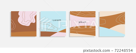 Vector set of minimal backgrounds with abstract organic shapes, hand draw line and sample text. Contemporary collage. Minimal stylish cover for branding design. Vector set of minimal backgrounds with abstract organic shapes, hand draw line and sample text. Contemporary collage. Minimal stylish cover for branding design. 72248554