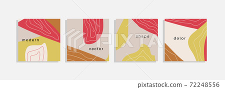 Vector set of minimal backgrounds with abstract organic shapes, hand draw line and sample text. Contemporary collage. Minimal stylish cover for branding design. Vector set of minimal backgrounds with abstract organic shapes, hand draw line and sample text. Contemporary collage. Minimal stylish cover for branding design. 72248556