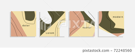 Vector set of minimal backgrounds with abstract organic shapes, hand draw line and sample text. Contemporary collage. Minimal stylish cover for branding design. Vector set of minimal backgrounds with abstract organic shapes, hand draw line and sample text. Contemporary collage. Minimal stylish cover for branding design. 72248560