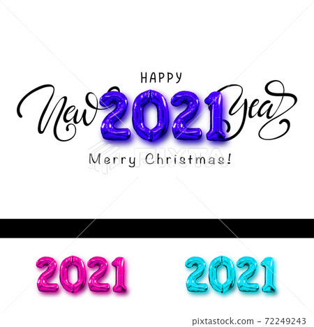 Happy New Year script text hand lettering. New year and Christmas concept. Happy New Year script text hand lettering. New year and Christmas concept. 72249243