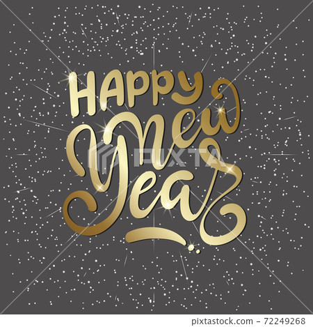 Happy New Year. Script text hand lettering.... - Stock Illustration ...