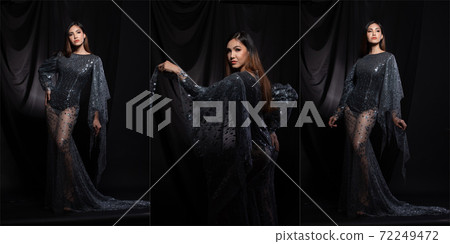 Full length of Asian Woman LGBT in Evening Gown dress Full length of Asian Woman LGBT in Evening Gown dress 72249472