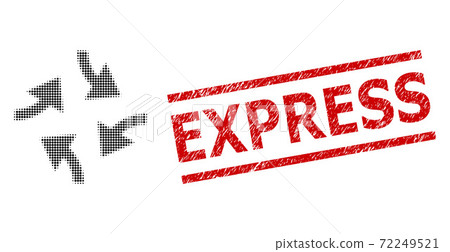 Grunge Express Seal and Halftone Dotted Swirl Arrows 72249521