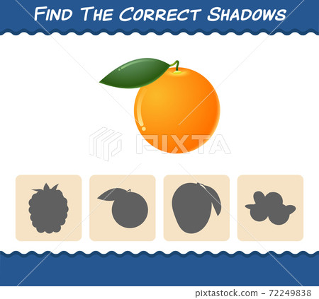 Find the correct shadows of cartoon oranges. Searching and Matching game. Educational game for pre shool years kids and toddlers Find the correct shadows of cartoon oranges. Searching and Matching game. Educational game for pre shool years kids and toddlers 72249838
