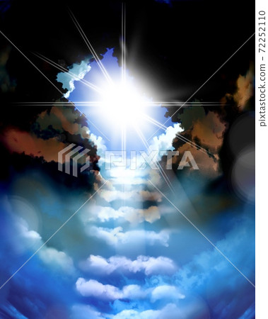 Cloud stairs leading to heaven, black clouds, blue sky and sunshine background Cloud stairs leading to heaven, black clouds, blue sky and sunshine background 72252110