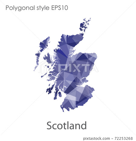 Vector isolated illustration icon  of Scotland map. Polygonal geometric style, triangular shapes. White background 72253268