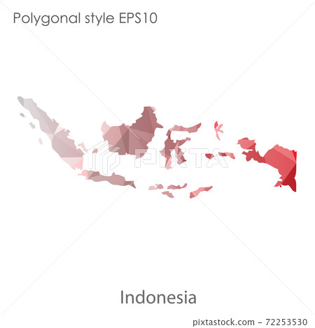 Vector isolated illustration icon  of Indonesia map. Polygonal geometric style, triangular shapes. White background 72253530