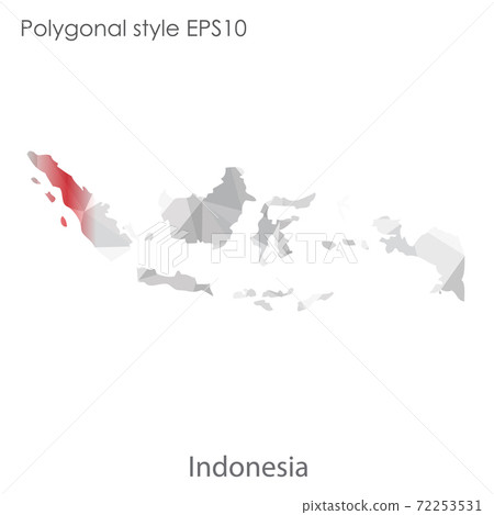 Vector isolated illustration icon  of Indonesia map. Polygonal geometric style, triangular shapes. White background 72253531