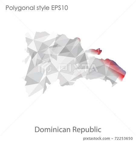Vector isolated illustration icon of Dominica Republic map. Polygonal geometric style, triangular shapes. White background Vector isolated illustration icon of Dominica Republic map. Polygonal geometric style, triangular shapes. White background 72253650