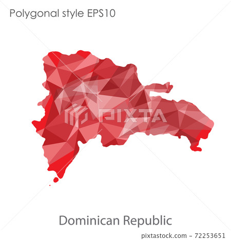 Vector isolated illustration icon of Dominica Republic map. Polygonal geometric style, triangular shapes. White background Vector isolated illustration icon of Dominica Republic map. Polygonal geometric style, triangular shapes. White background 72253651