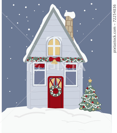 Building decorated for christmas holiday vector Building decorated for christmas holiday vector 72254836