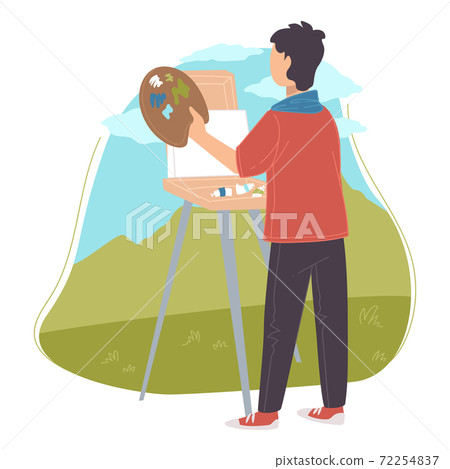 Drawing of landscape and nature beauty on canvas Drawing of landscape and nature beauty on canvas 72254837