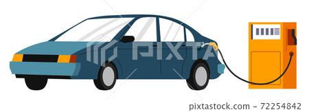 Car on gas station, refilling with gasoline vector Car on gas station, refilling with gasoline vector 72254842