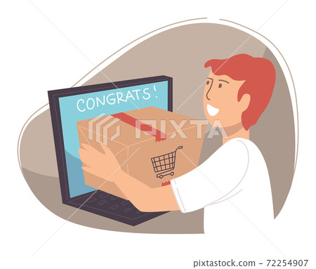 Client receiving order from internet shop vector Client receiving order from internet shop vector 72254907