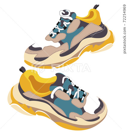 Fashionable trendy sneakers for training vector Fashionable trendy sneakers for training vector 72254969